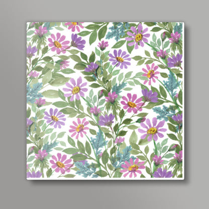 Spring Blooming Flowers Watercolor Pastel Floral Wall Decor Square Art Prints