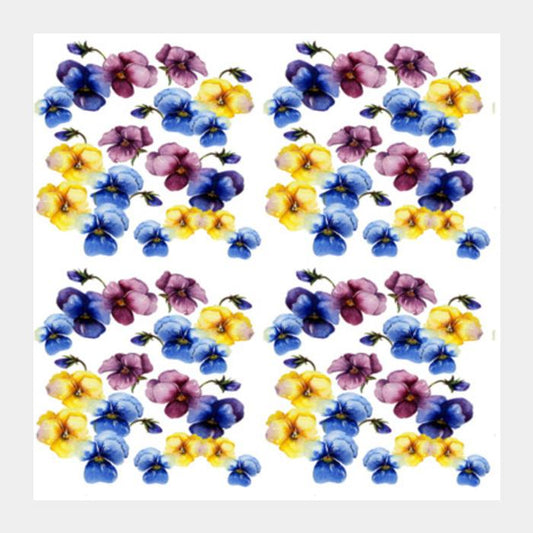 Beautiful Watercolor Pansy Flower Background Pattern Square Art Prints PosterGully Specials