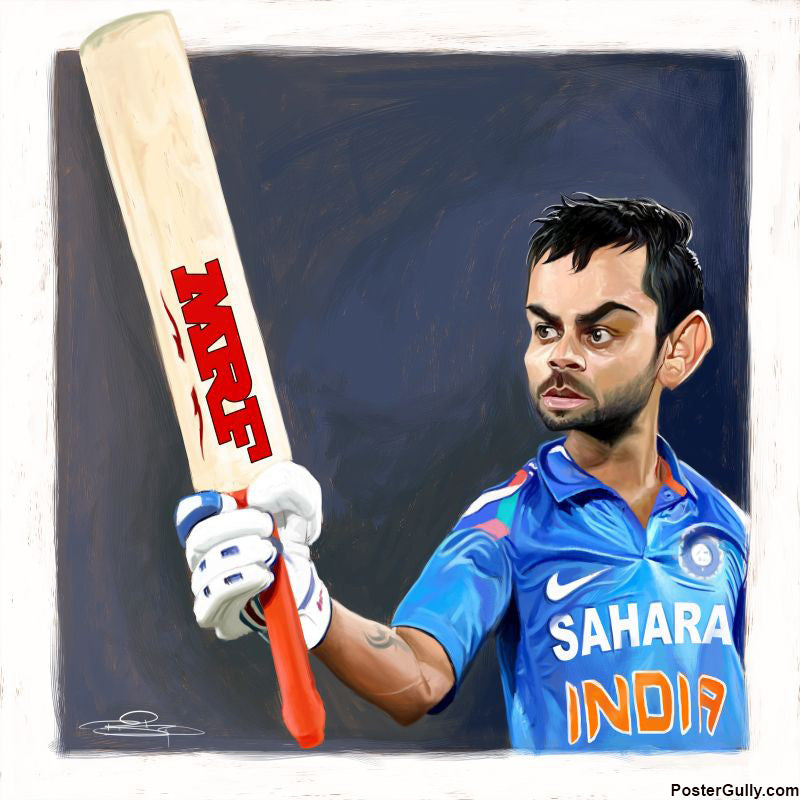 Square Art Prints, Virat Kohli Caricature Artwork