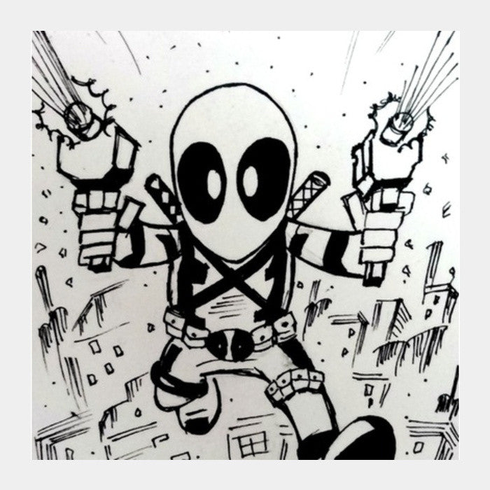 Chibi Deadpool Square Art Prints