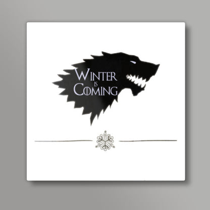 Winter is Coming Direwolf Square Art Prints