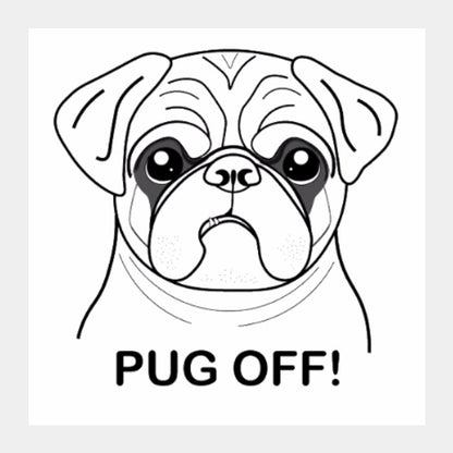 Square Art Prints, Angry Pug Square Art