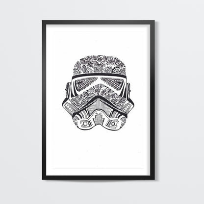 doodle,storm trooper,black and white Wall Art