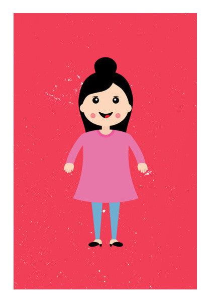 Smiling Happy Girl Cartoon Art PosterGully Specials