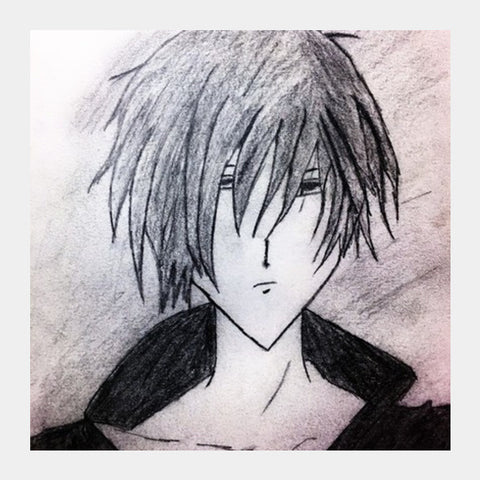 Anime Boy | Pencil Sketch Square Art Prints
