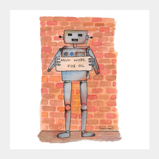 Homeless Robot Square Art Prints