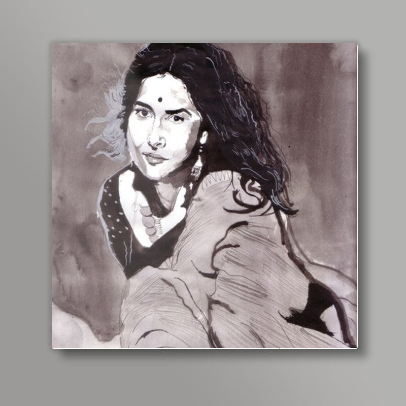 Bollywood superstar Vidya Balan brings out the beauty of traditional attire Square Art Prints