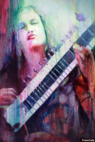 Wall Art, Guitar Water Color Painting Artwork