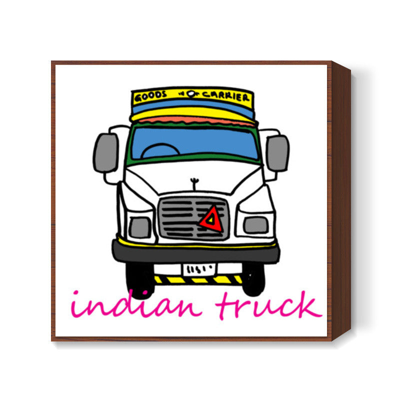 indian truck Square Art Prints