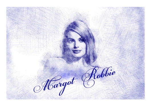 Margot Robbie pen sketch Wall Art