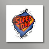 Super hero dad Square Art Prints