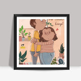 Love comes in squishy hugs Square Art Prints