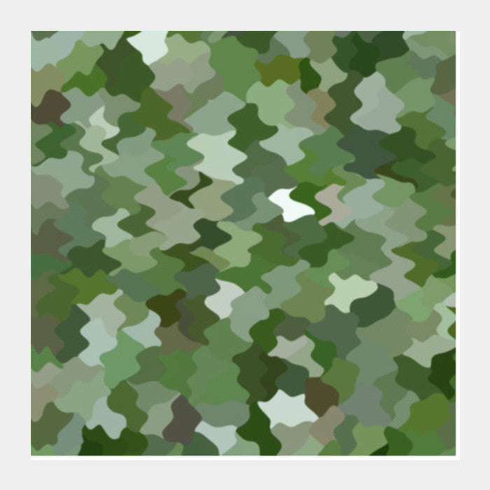 Cool Green Camouflage Pattern Square Art Prints