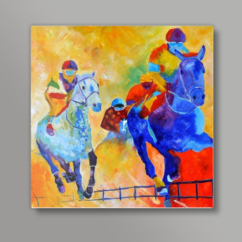 Horse race 8852 Square Art Prints