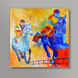 Horse race 8852 Square Art Prints