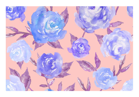 Blue Watercolour Roses Wall Art