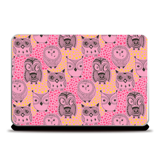 Childish pattern with funny owl Pattern  Laptop Skins