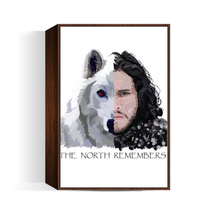 Jon Snow and Ghost captioned Wall Art