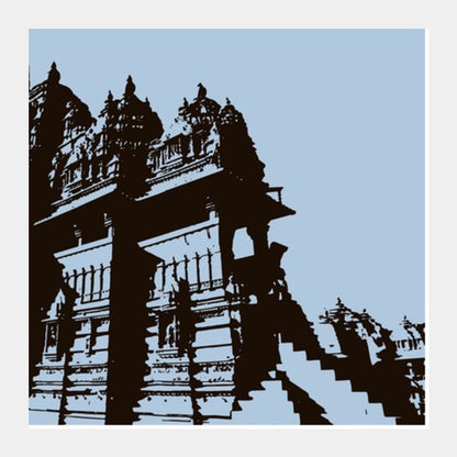 Khajuraho 2 Temples Square Art Prints