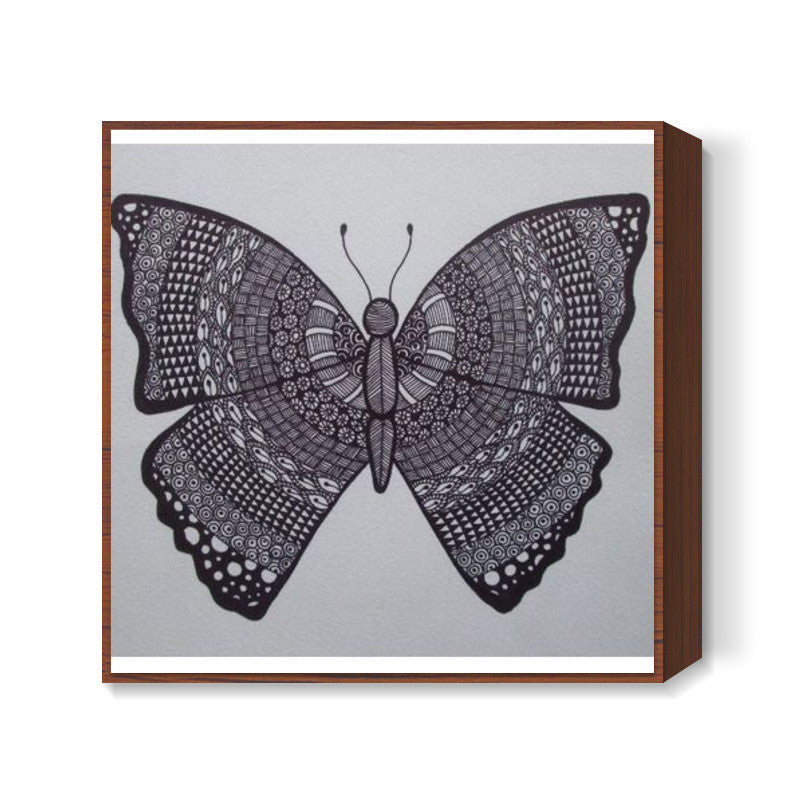 Zentangle Butterfly Square Art | Jasmine Kaur Lotey