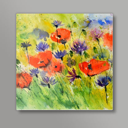 Watercolor poppies 365151 Square Art Prints
