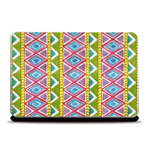 Laptop Skins, Colorful Watercolor Diamond Stripes Tribal  Laptop Skins
