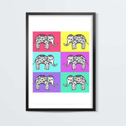 Colourful Elephant Patterns Wall Art