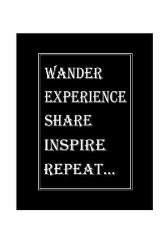 Wander Inspire Repeat Motivational Typography Travel Poster Wall Art