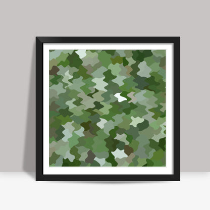 Cool Green Camouflage Pattern Square Art Prints