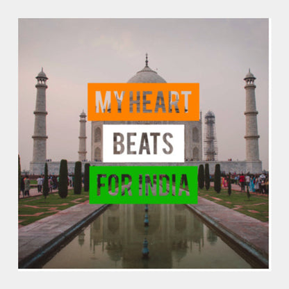 Square Art Prints, My Heart Beats For India Square Art Prints