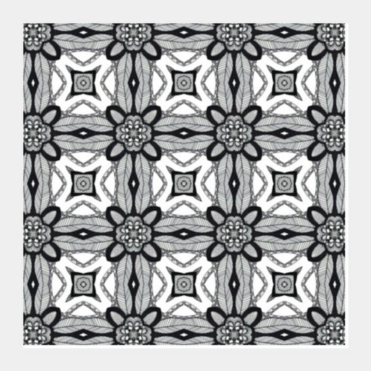 Black And White Doodle Art Pattern Square Art Prints PosterGully Specials