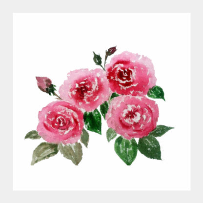 Square Art Prints, Pink Roses Square Art Print