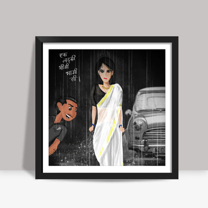 Ek ladki bheegi bhagi Square Art Prints