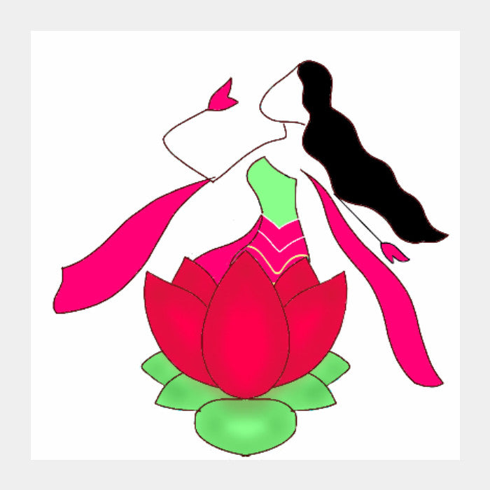 Square Art Prints, Lotus Girl Square Art Prints | Pratyasha Nithin, - PosterGully