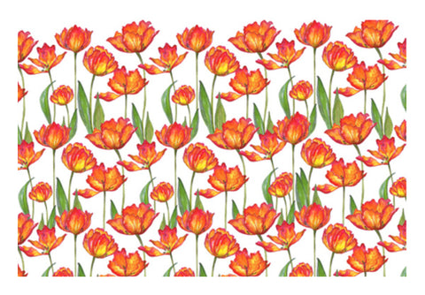 Painted Tulip Flowers Spring Garden Botanical Background Pattern Wall Art