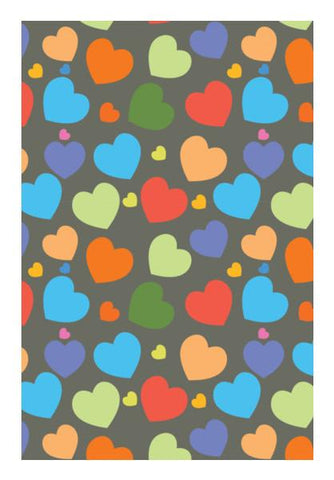 PosterGully Specials, Multicolor seamless hearts on dark Wall Art