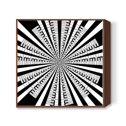 Abstract Circular Black And White Modern Optical Art Design Background Square Art Prints