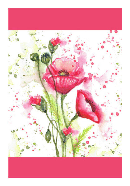 Pretty Pink Poppies Watercolor Floral Modern Art Illustration Wall Art