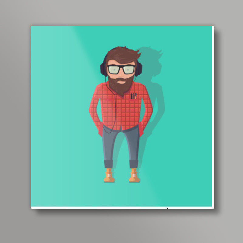 Hipster Guy Square Art Prints