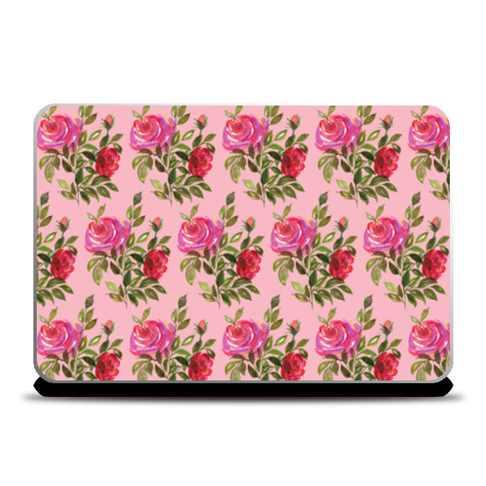 Romantic Elegant Vintage Floral Pink Rose Pattern Laptop Skins