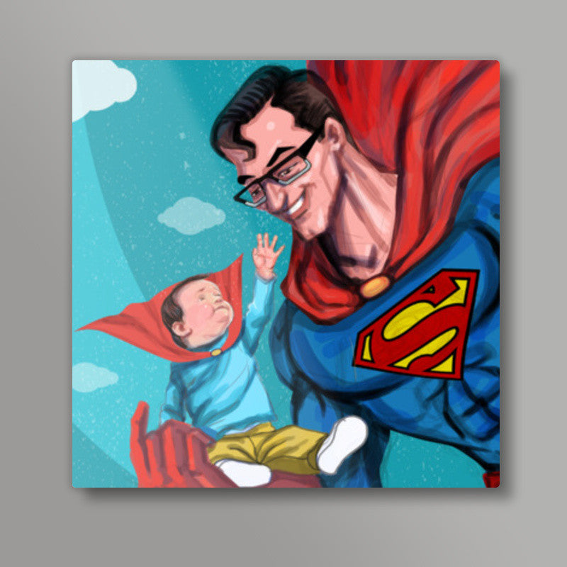 My Dad is Superman - Happy Fathers Day Square Art Prints