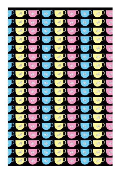 Pastel Tea Cups Pattern Background Kitchen Decor Art PosterGully Specials