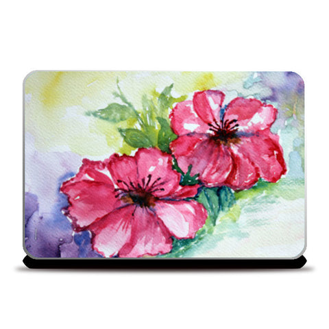 Laptop Skins, Twin Pink Flowers Artwork Laptop Skins