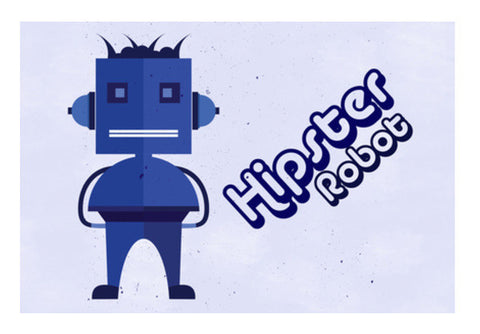Blue Hipster Robot Art PosterGully Specials