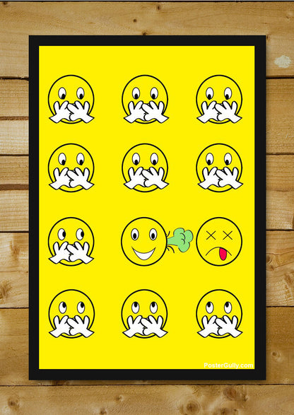 Wall Art, Minimal Faces Yellow Artwork