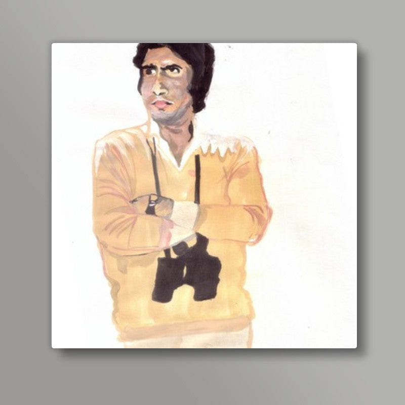 Bollywood superstar Amitabh Bachchan played the virtuous protagonist in several blockbusters Square Art Prints