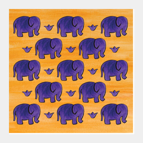 Square Art Prints, Elephants I Square Art Prints