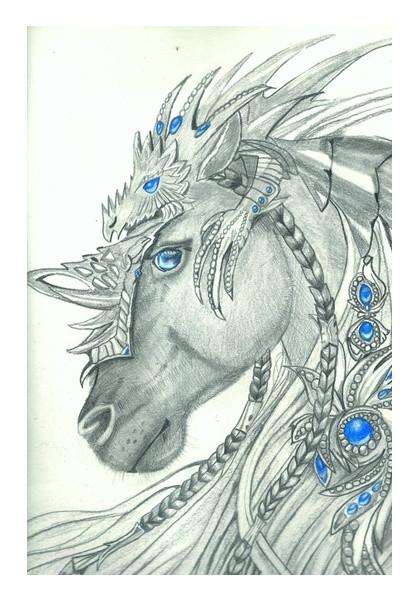 PosterGully Specials, Fantasy horse pencil sketch Wall Art