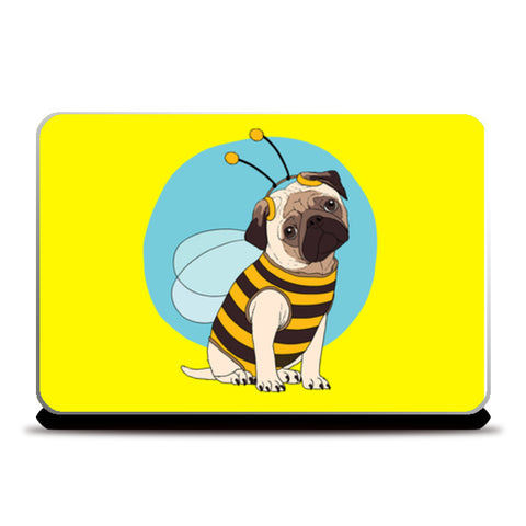 Funny pug bee Laptop Skins