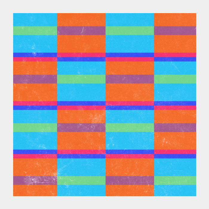 Evermore | Orange Cyan | Geometric Pattern Square Art Prints